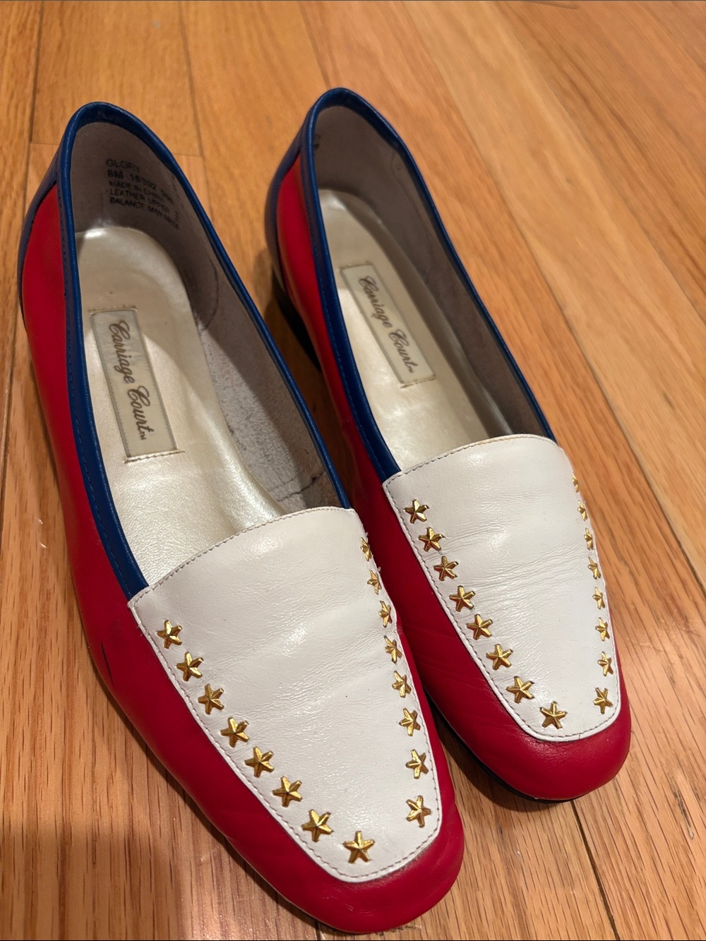 Patriotic Vintage Carriage Court Glory Red White And Blue Star  Loafers
